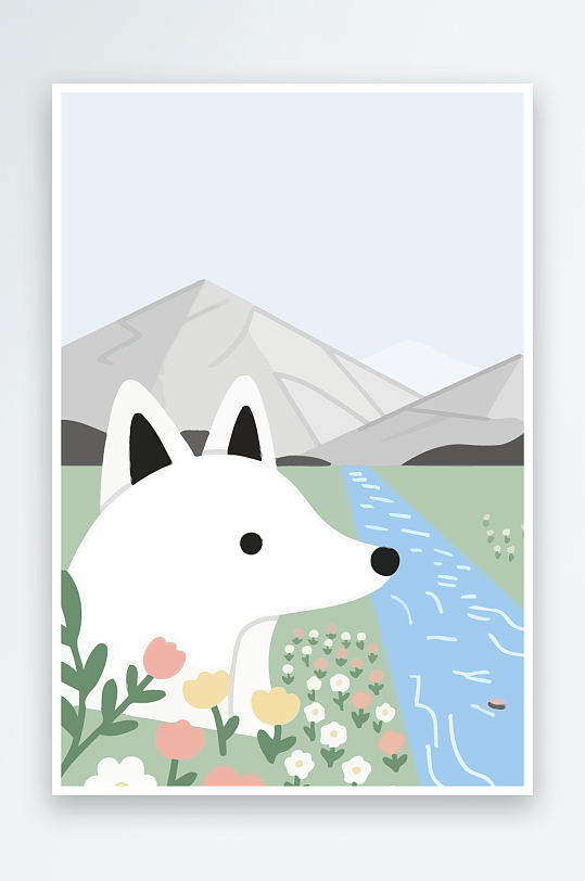 狐狸雪景图标插画元素-众图网