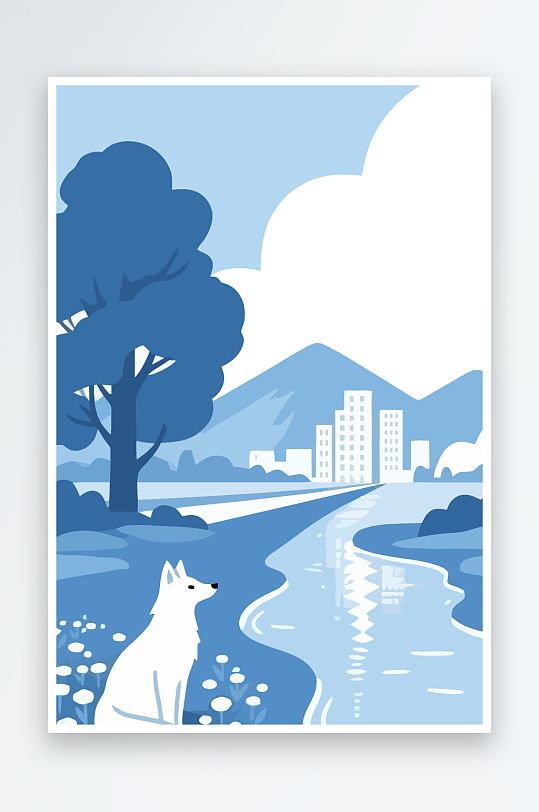 狐狸雪景图标插画元素-众图网