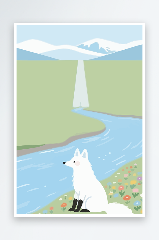 狐狸雪景图标插画-众图网