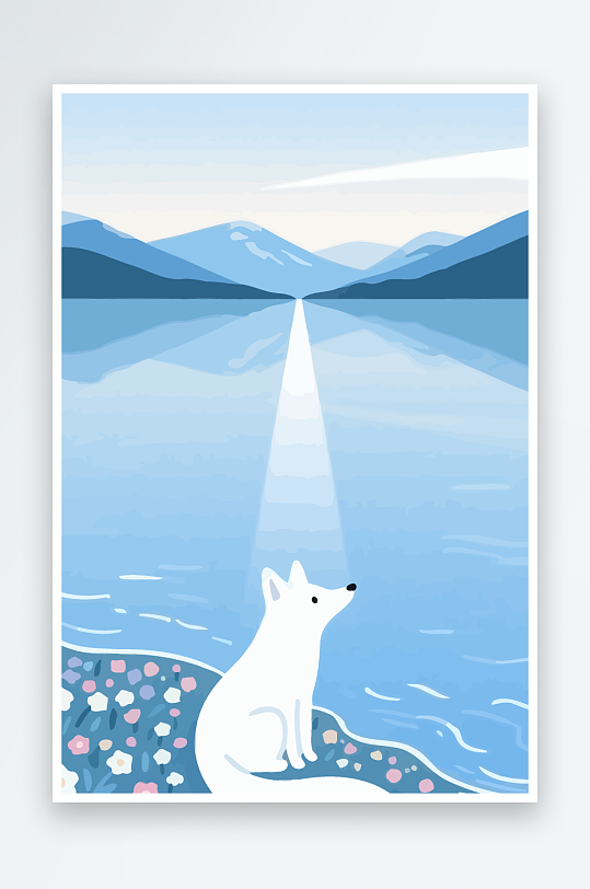 狐狸雪景图标插画-众图网