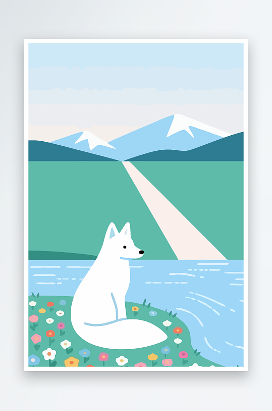 狐狸雪景图标插画元素-众图网