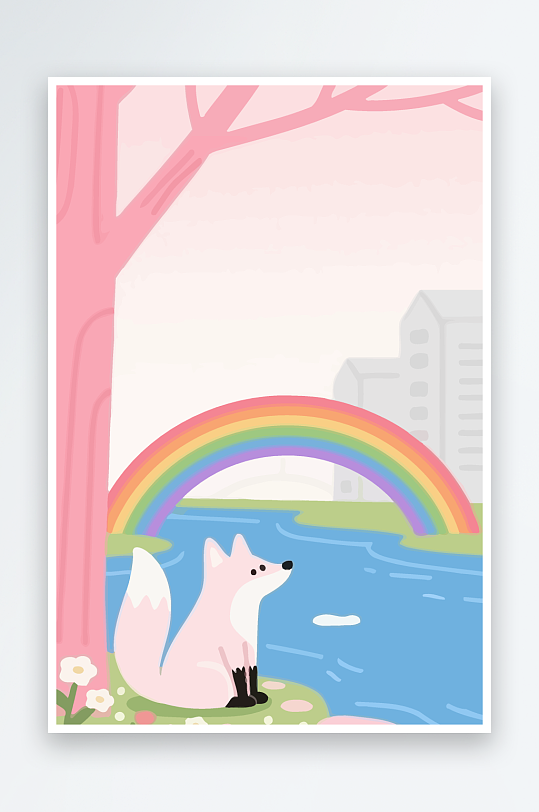 狐狸雪景图标插画元素-众图网