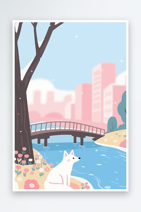 狐狸雪景图标插画-众图网