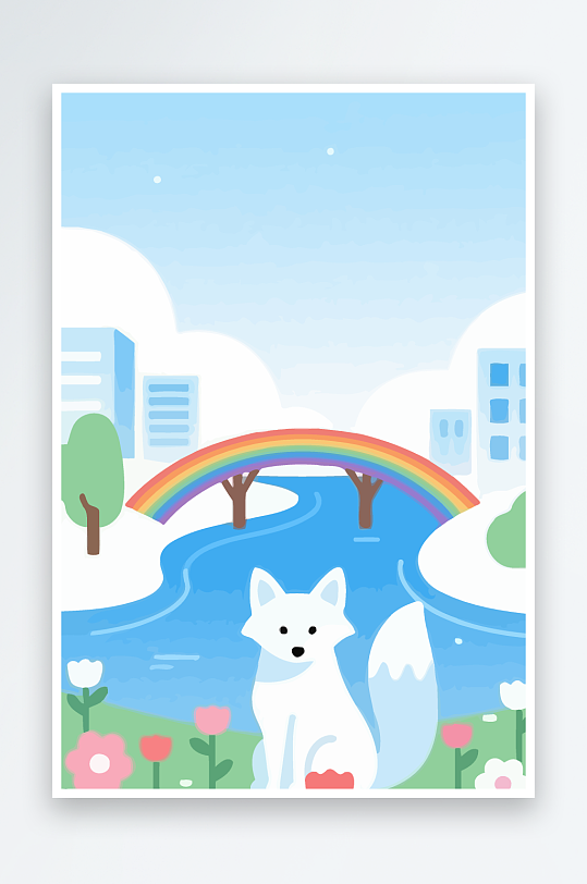 狐狸雪景图标插画-众图网