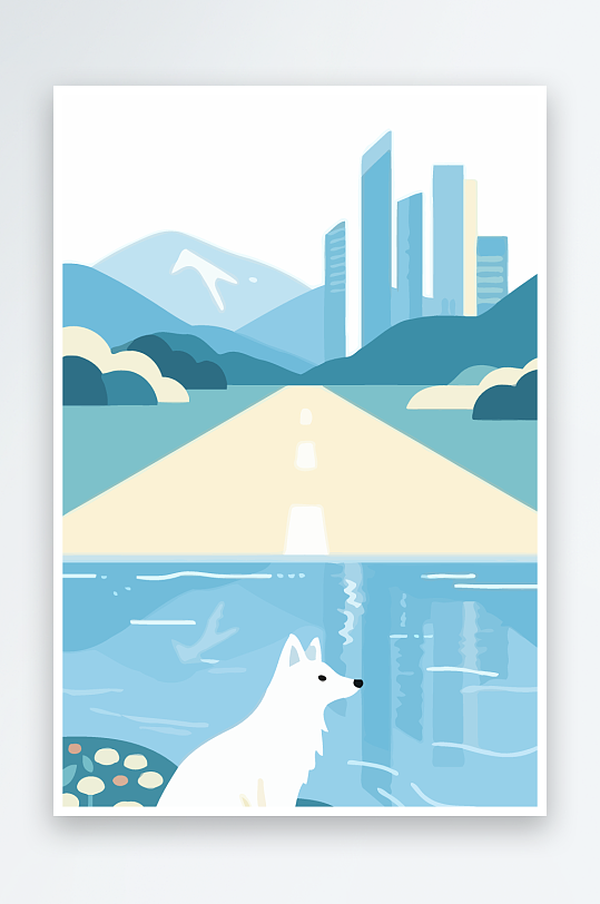 狐狸雪景图标插画-众图网