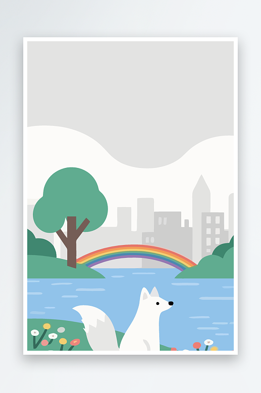 狐狸雪景图标插画元素-众图网