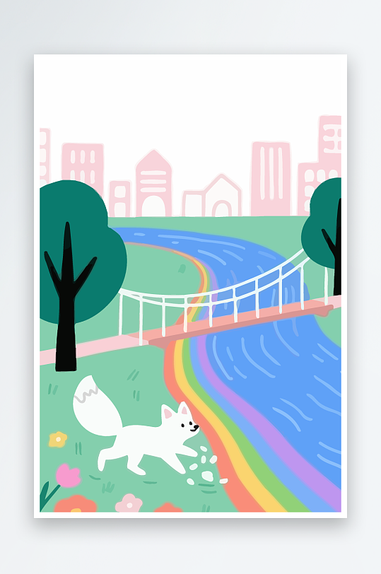 狐狸雪景图标插画-众图网