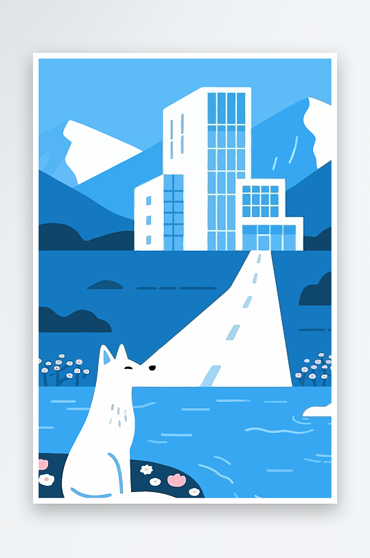 狐狸雪景图标插画元素-众图网