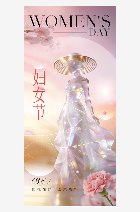 优雅女士与妇女节海报-众图网