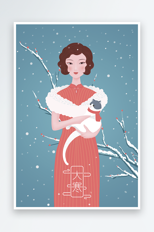 民国风旗袍美女插画-众图网