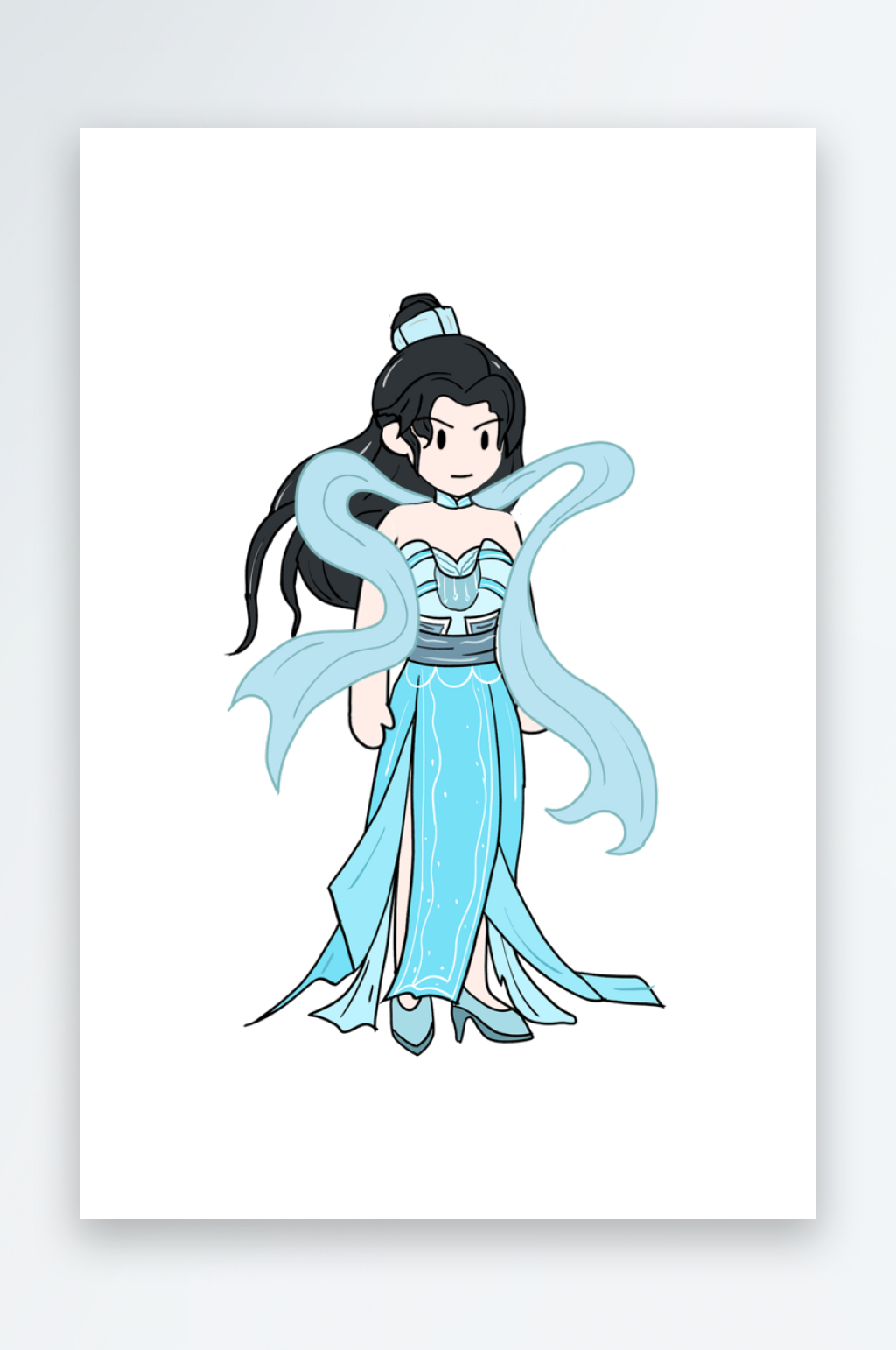 简笔插画修仙玄幻女娲素材