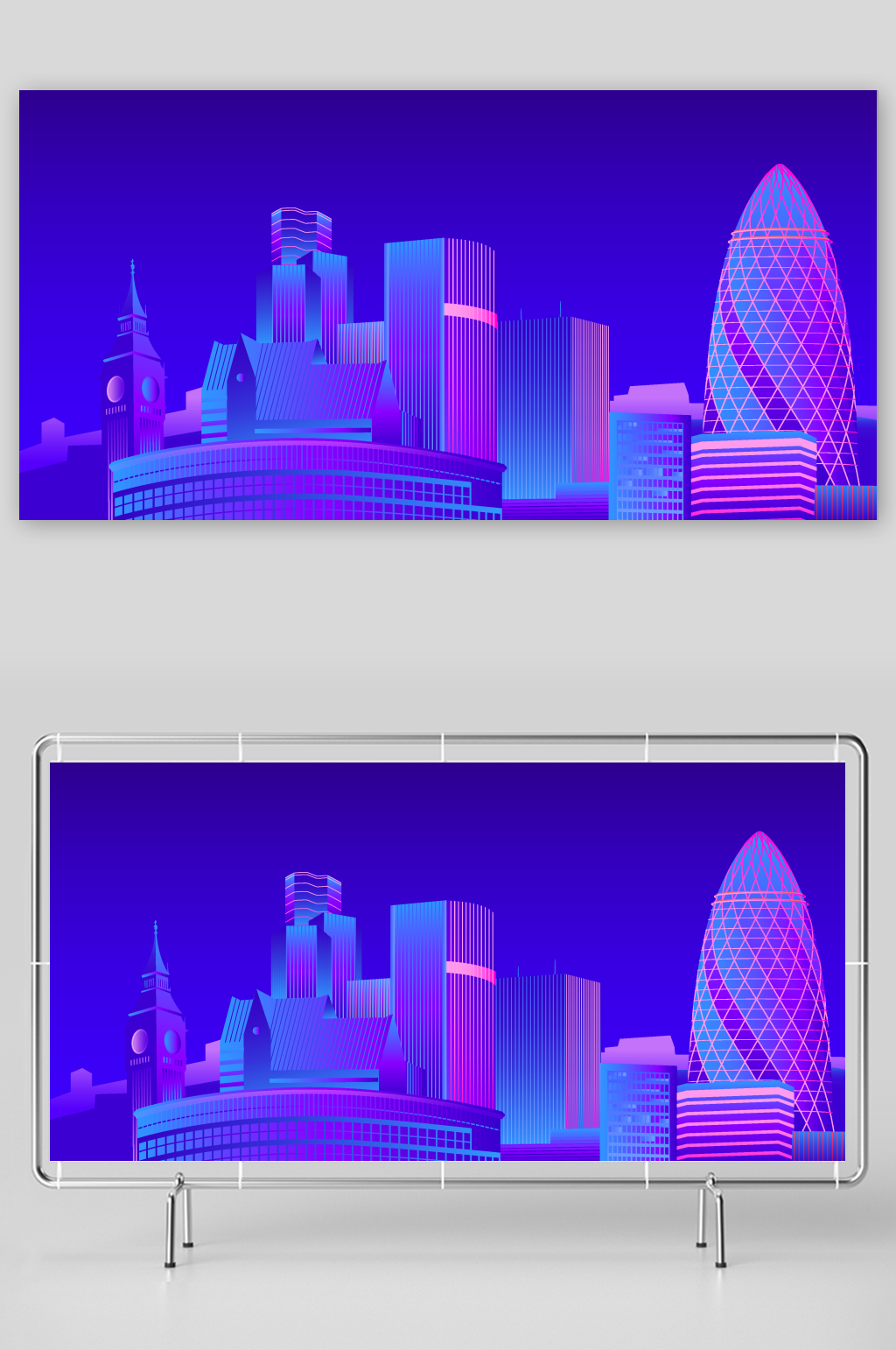 矢量水彩建筑插画素材素材