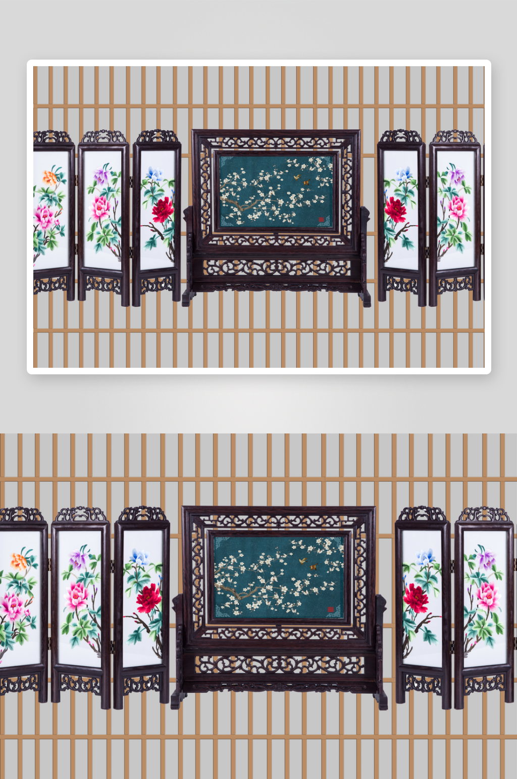 新中式屏风装饰背景墙素材