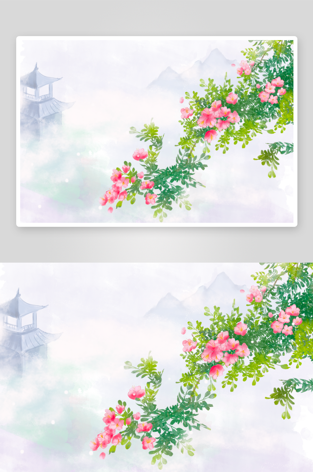 新中式山水风景画挂画素材