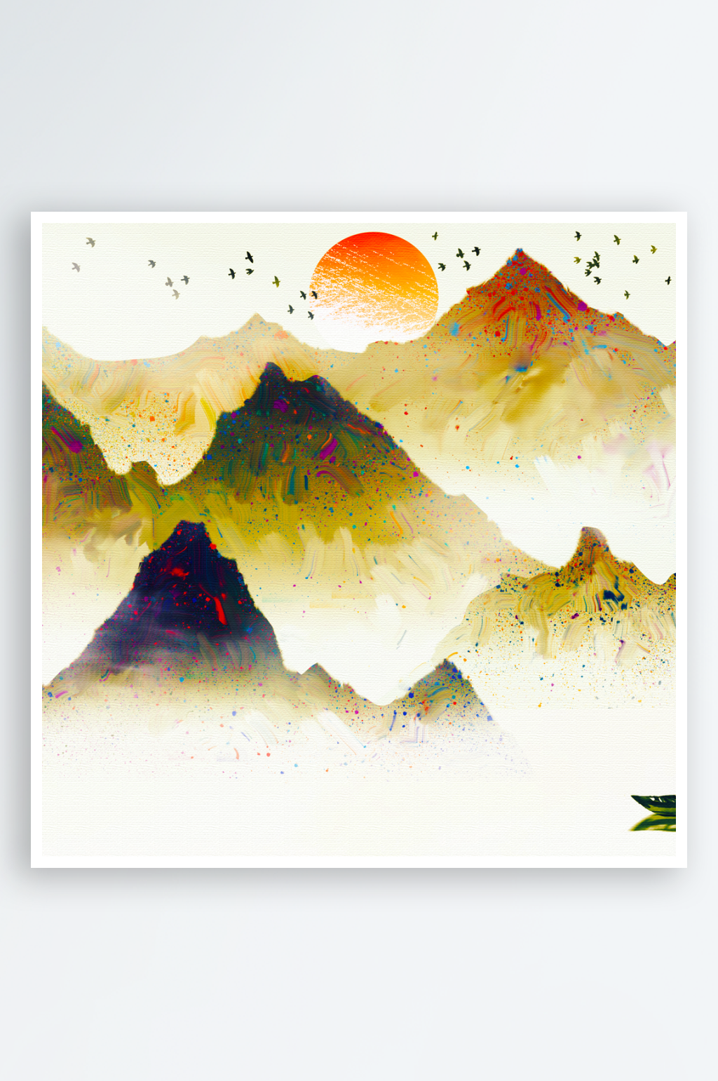 新中式山水风景画素材