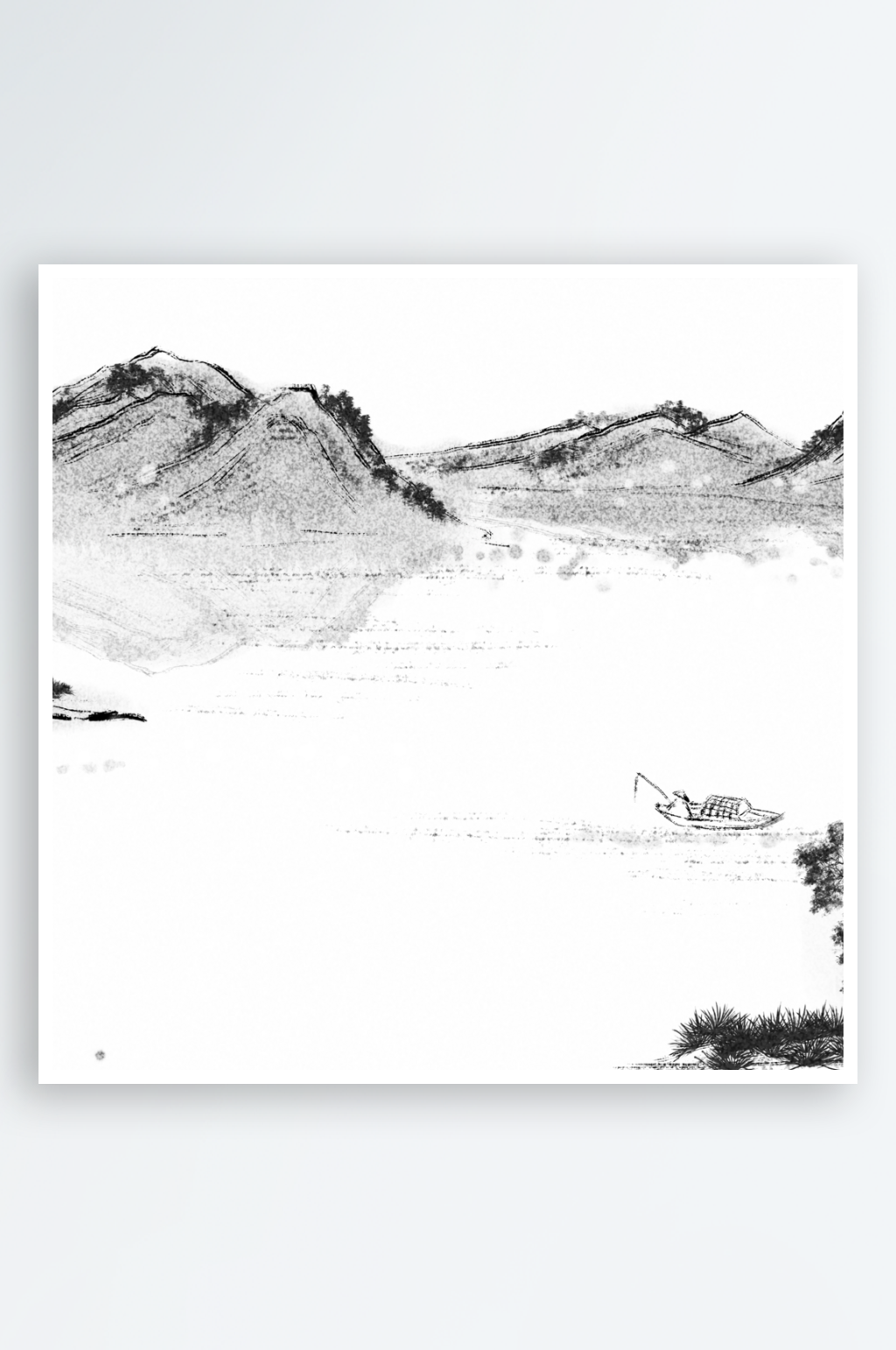 新中式山脉山峦装饰画素材素材