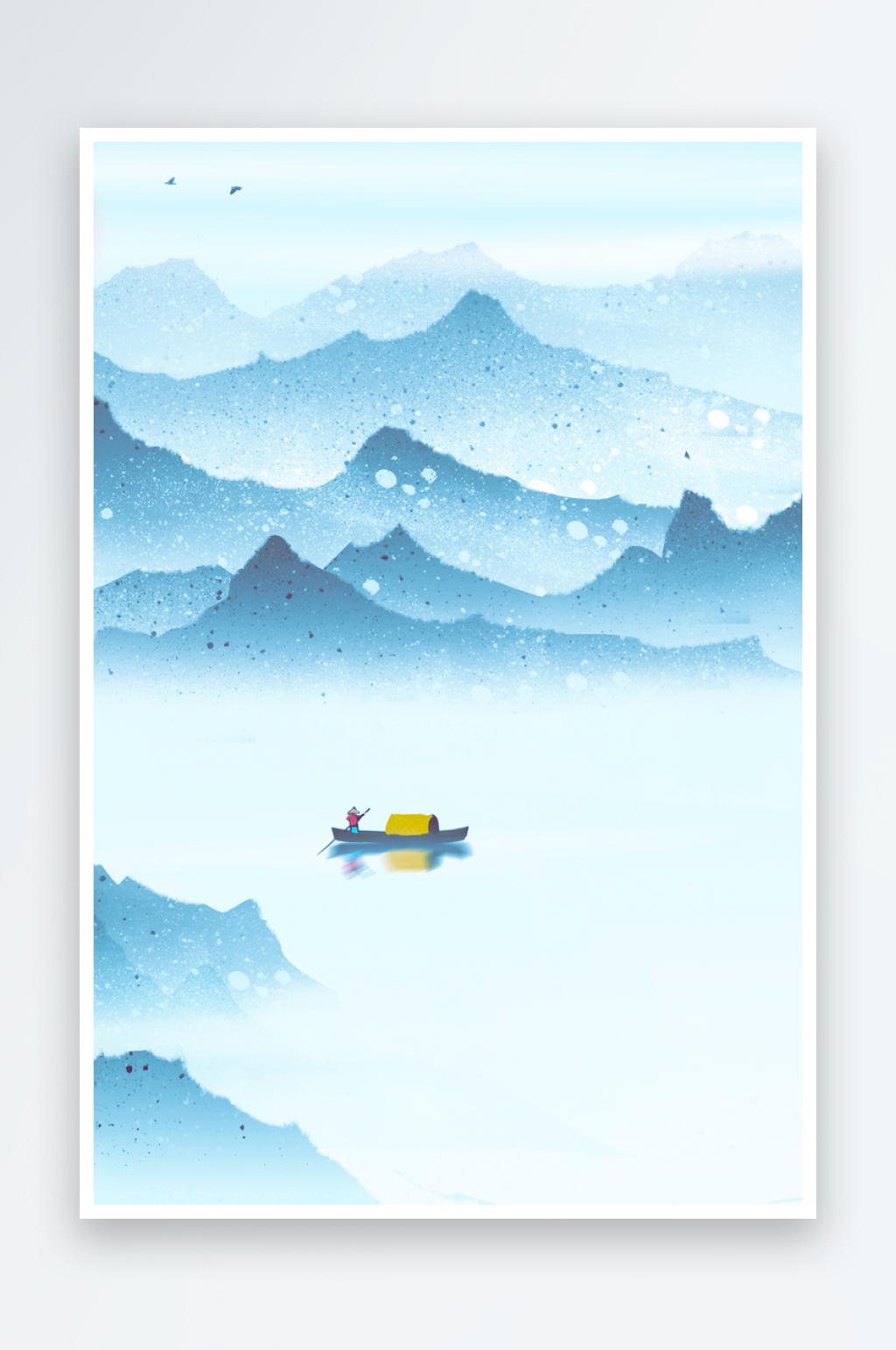 新中式水墨风景画素材