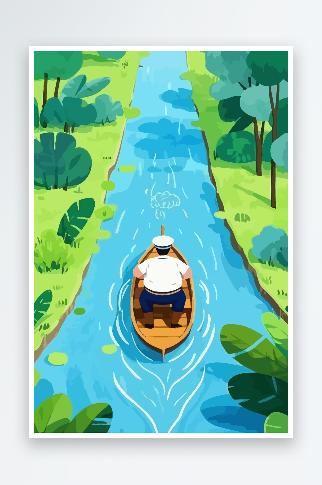 小船河流矢量插画图形元素素材