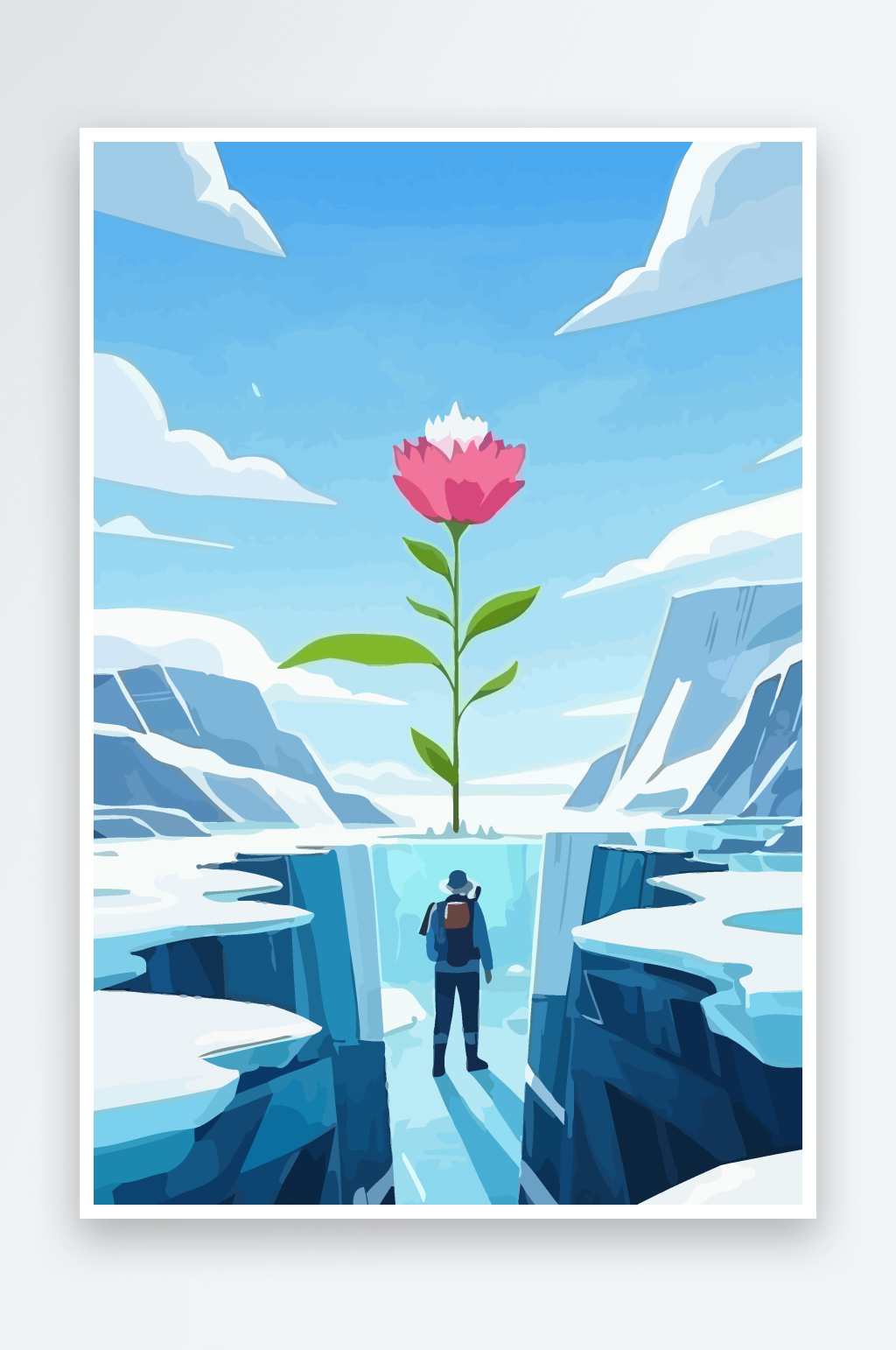 冰川花朵矢量插画图形元素素材