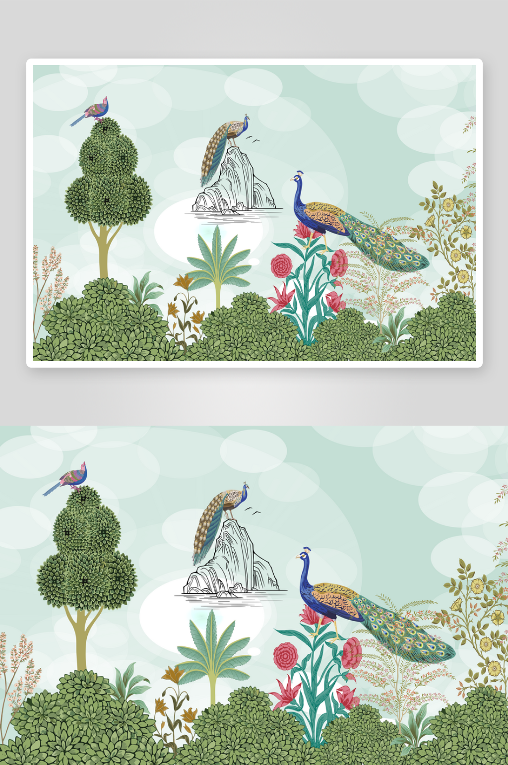 热带雨林孔雀背景墙素材