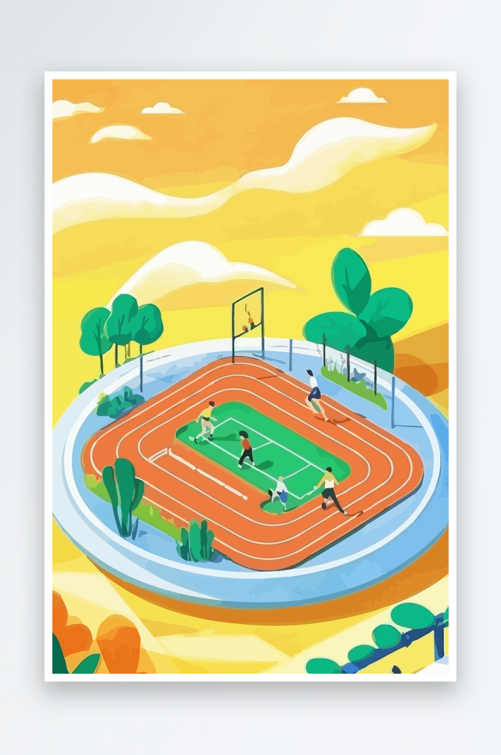 运动场建筑图标插画素材
