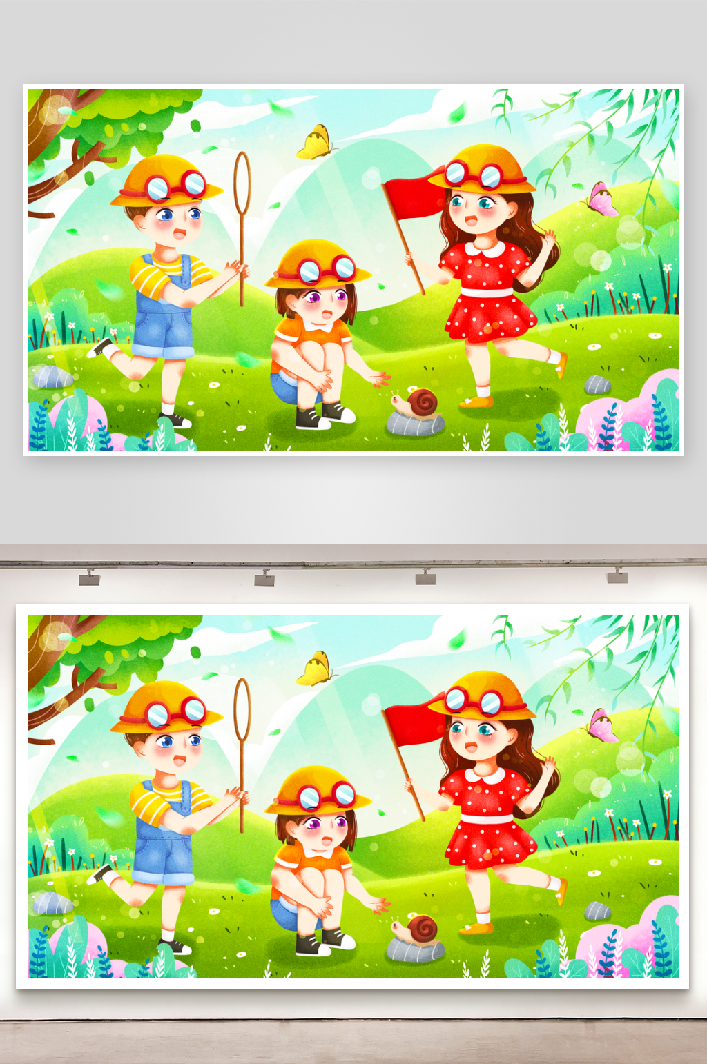 儿童春游郊游插画素材