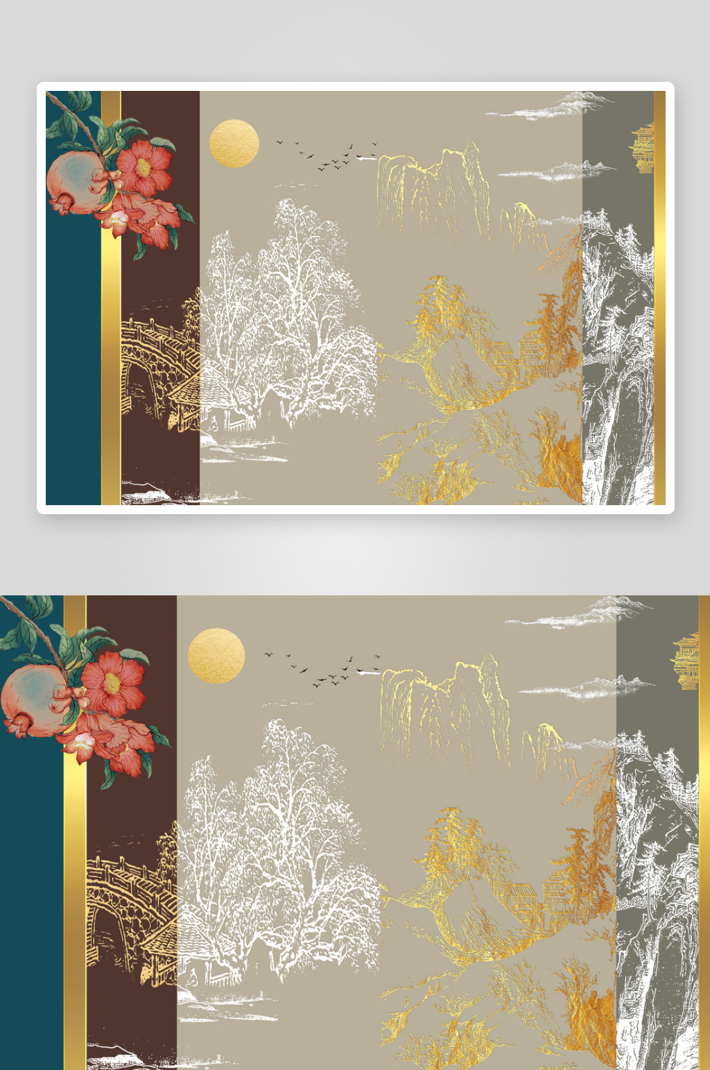 中式古风装饰画组合展示素材