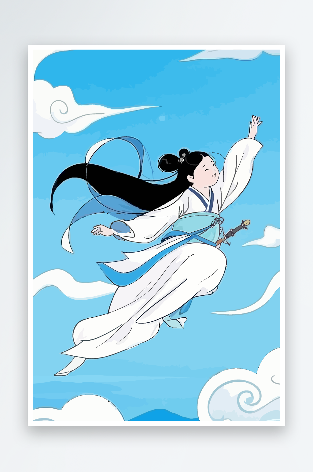 飞翔女孩图标矢量插画图形元素素材