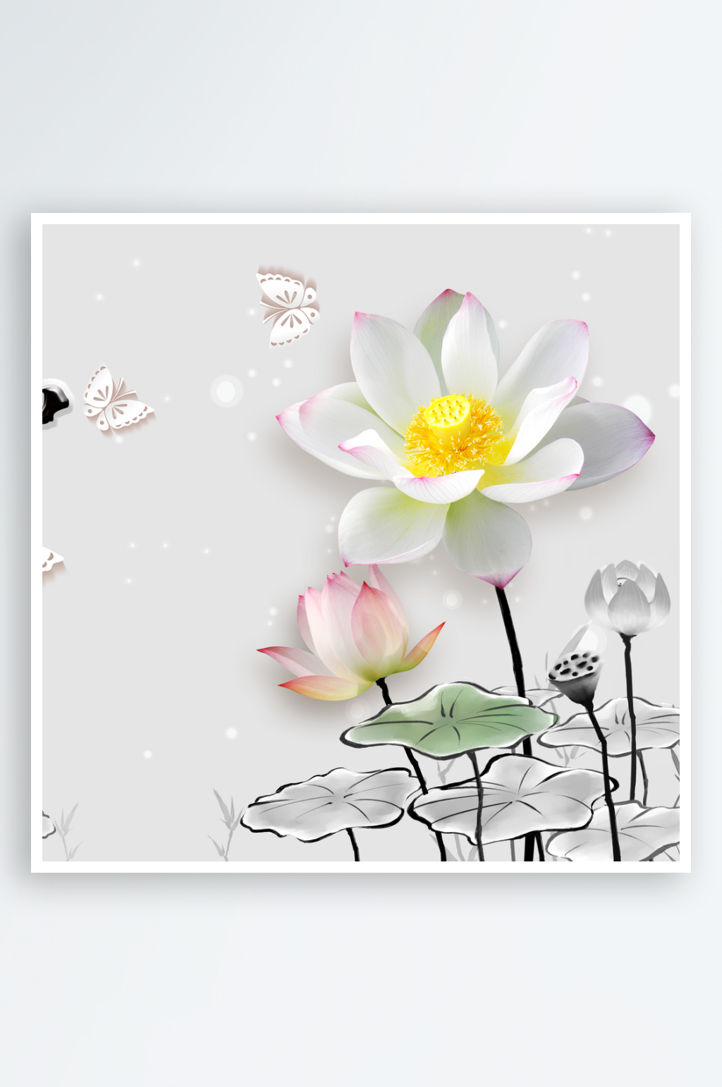 复古3D立体花卉装饰画素材
