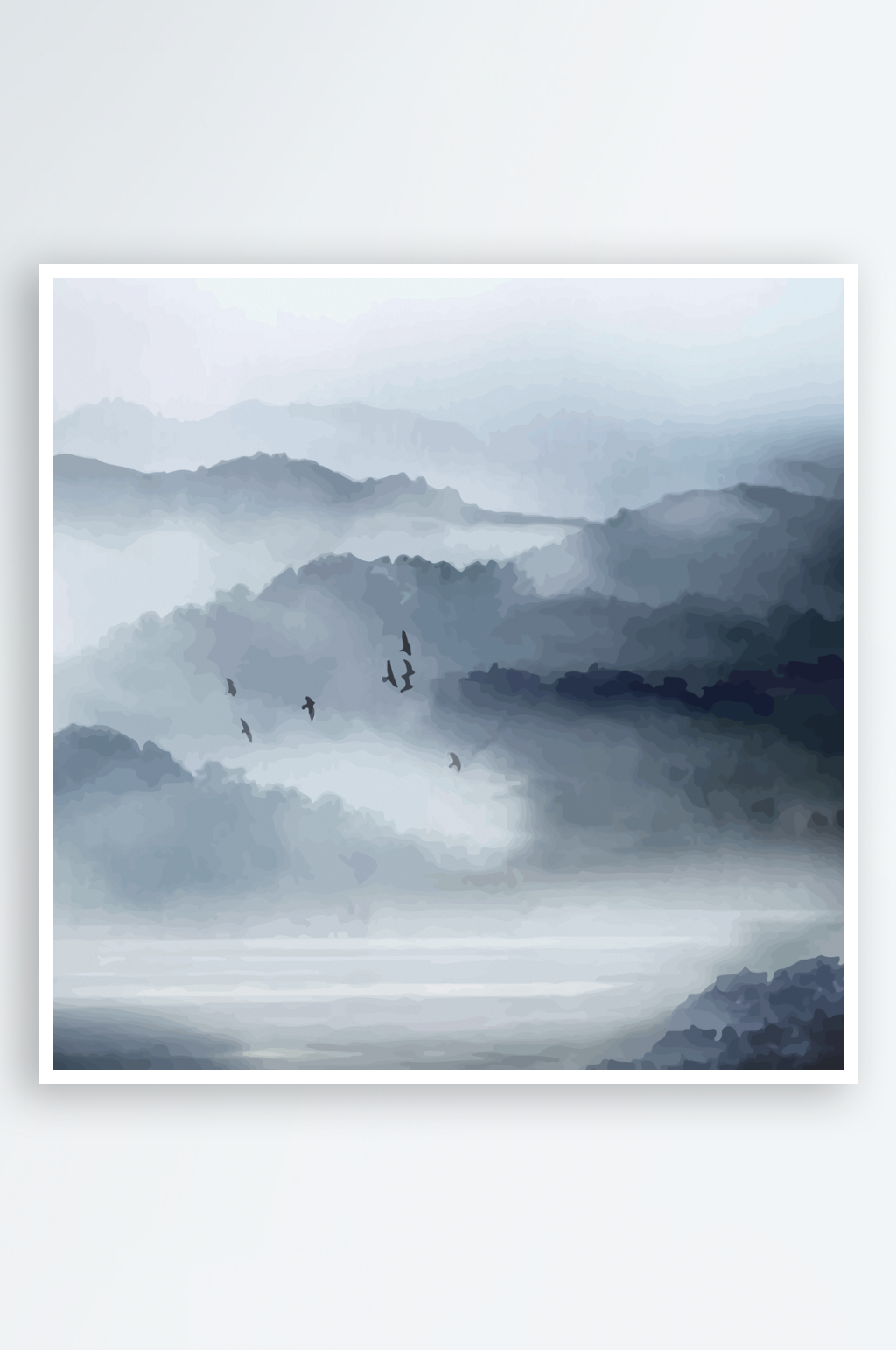 水墨山脉风景画装饰画素材