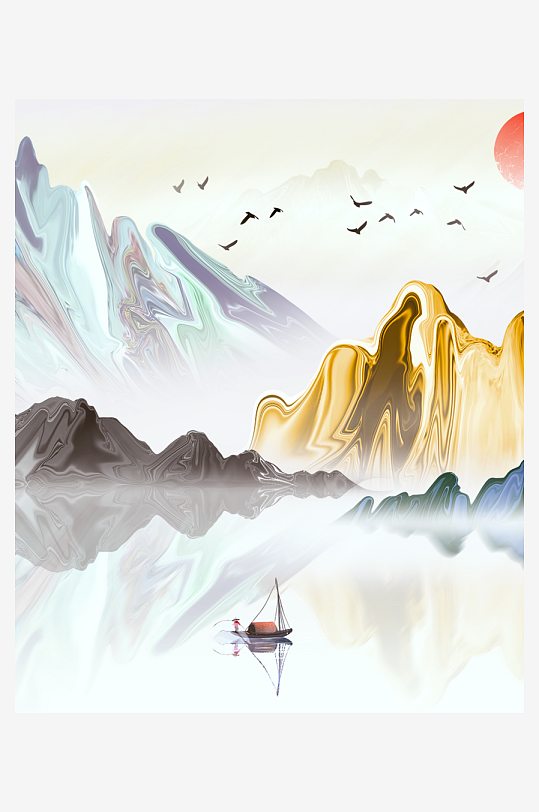 水墨山水风景画装饰画挂画