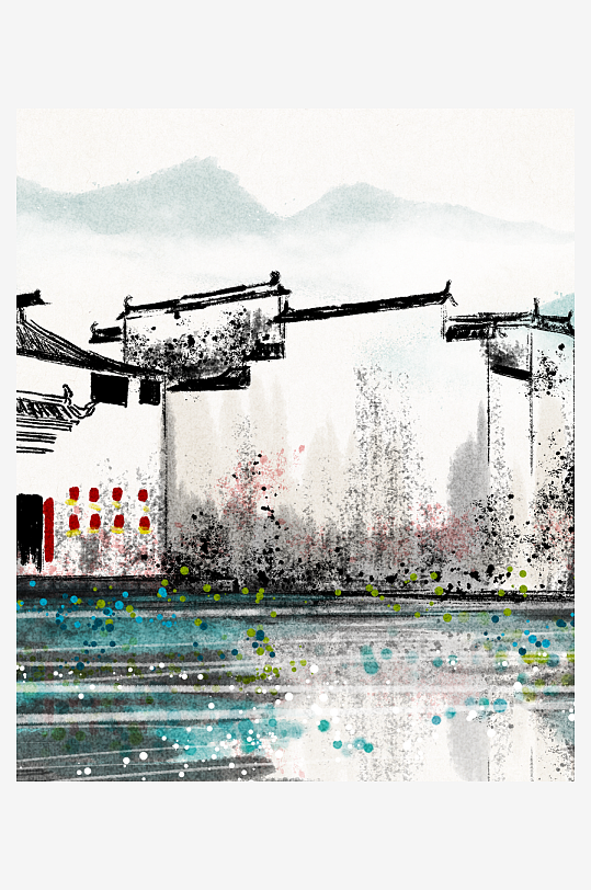 水墨山水风景画装饰画