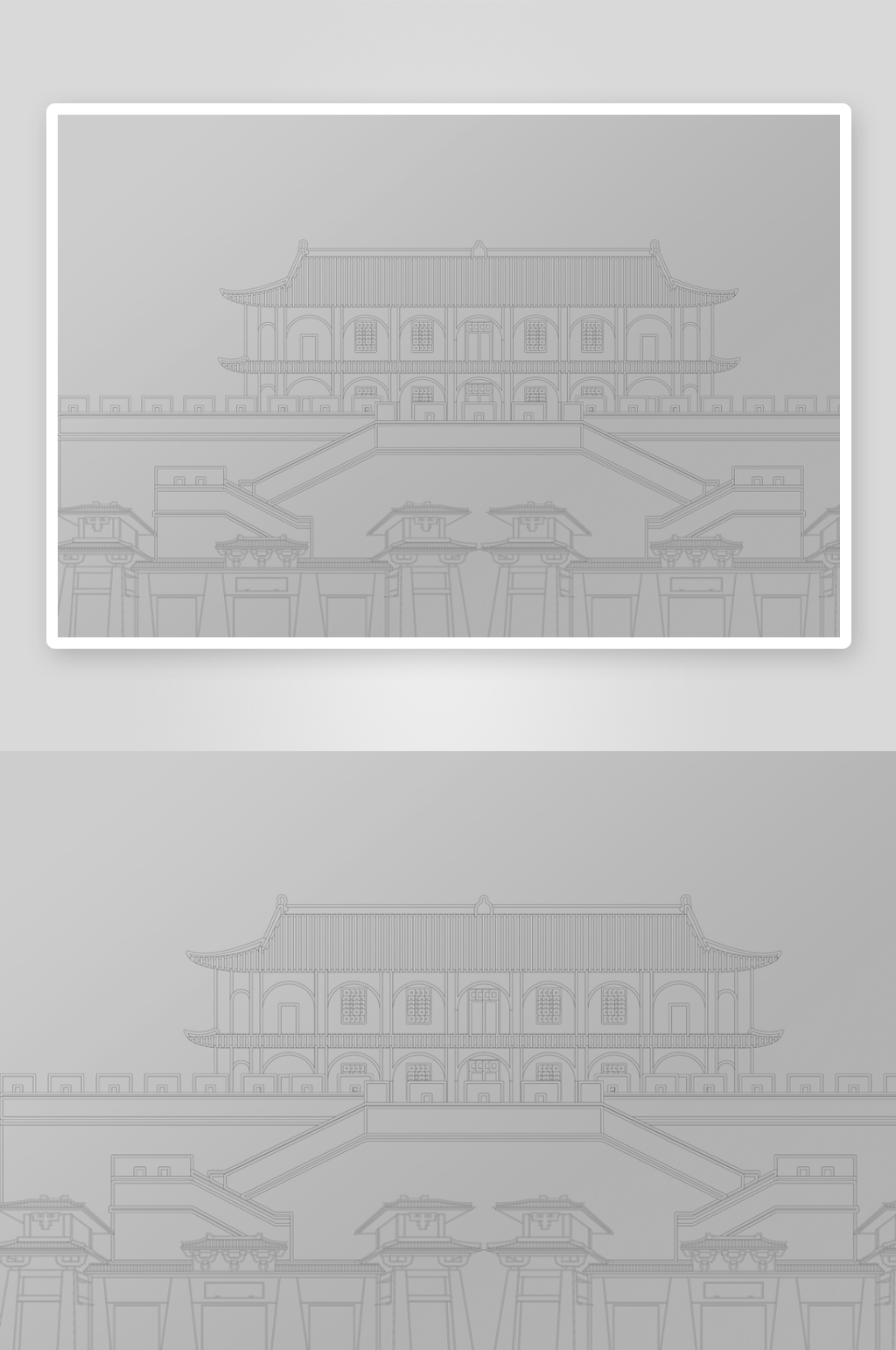 新中式线描建筑装饰背景素材