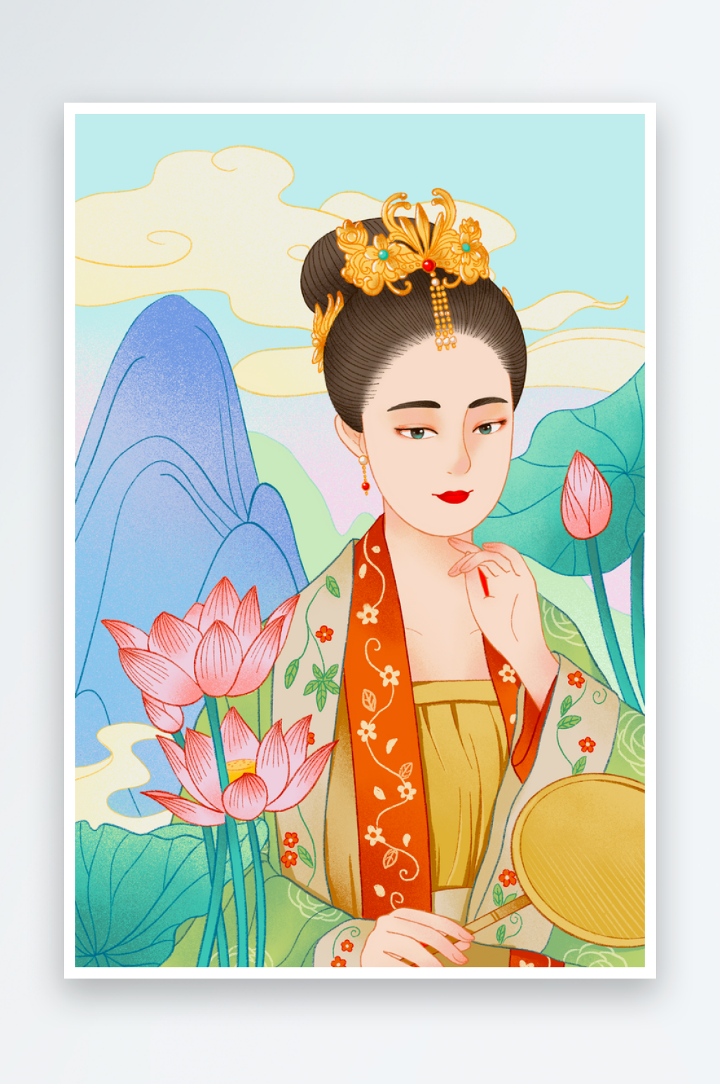 国潮国风美女插画图片素材