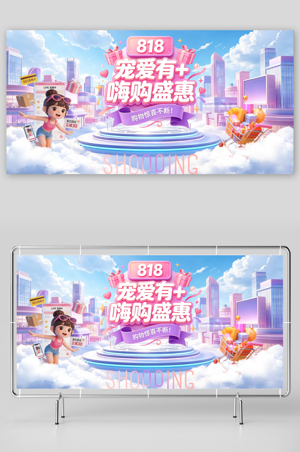 818购物节促销活动主画面展板素材