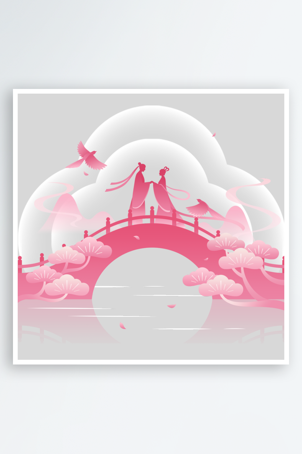 牛郎织女鹊桥相会图素材