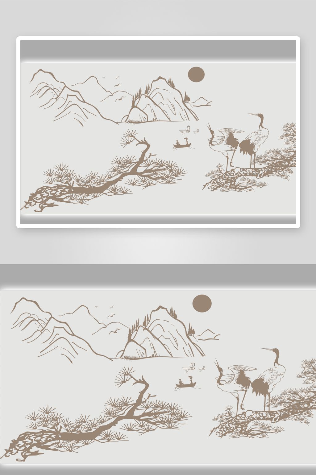 新中式松树山水装饰背景素材