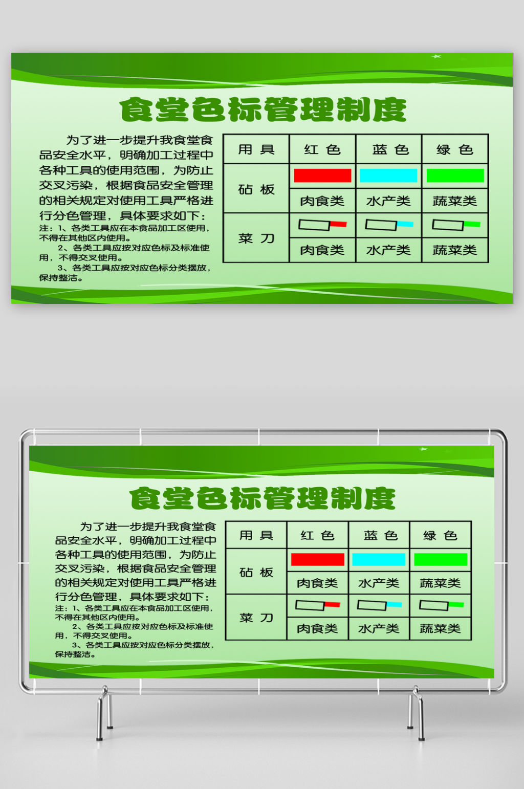 食堂色标管理制度宣传展板素材
