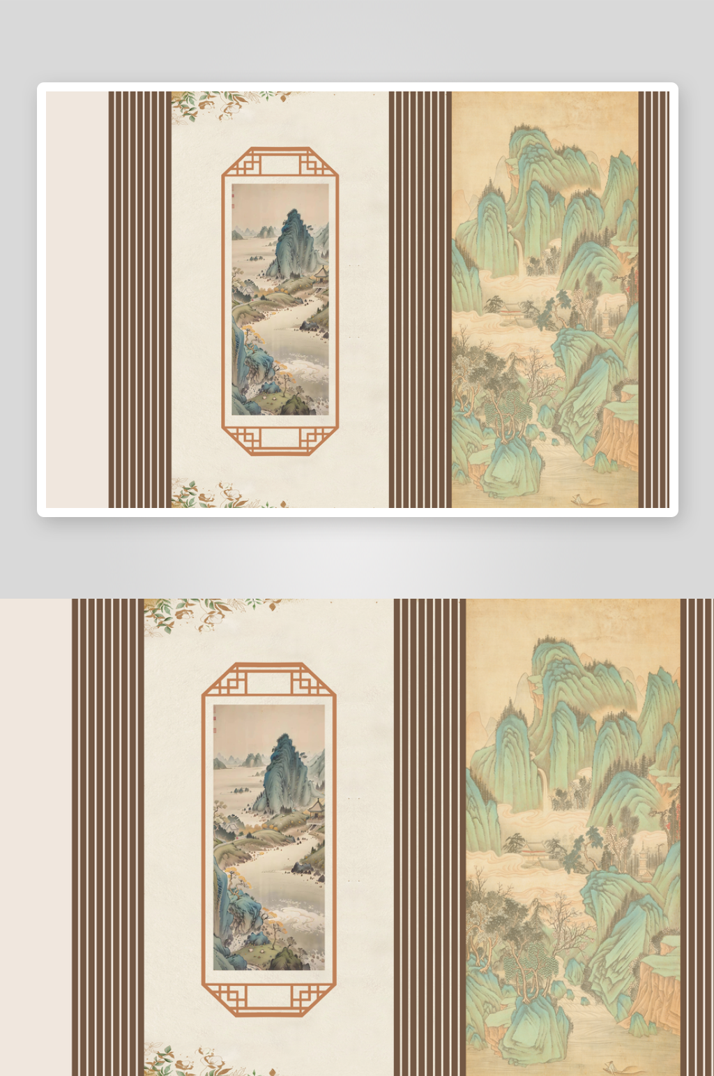 新中式山水背景墙素材