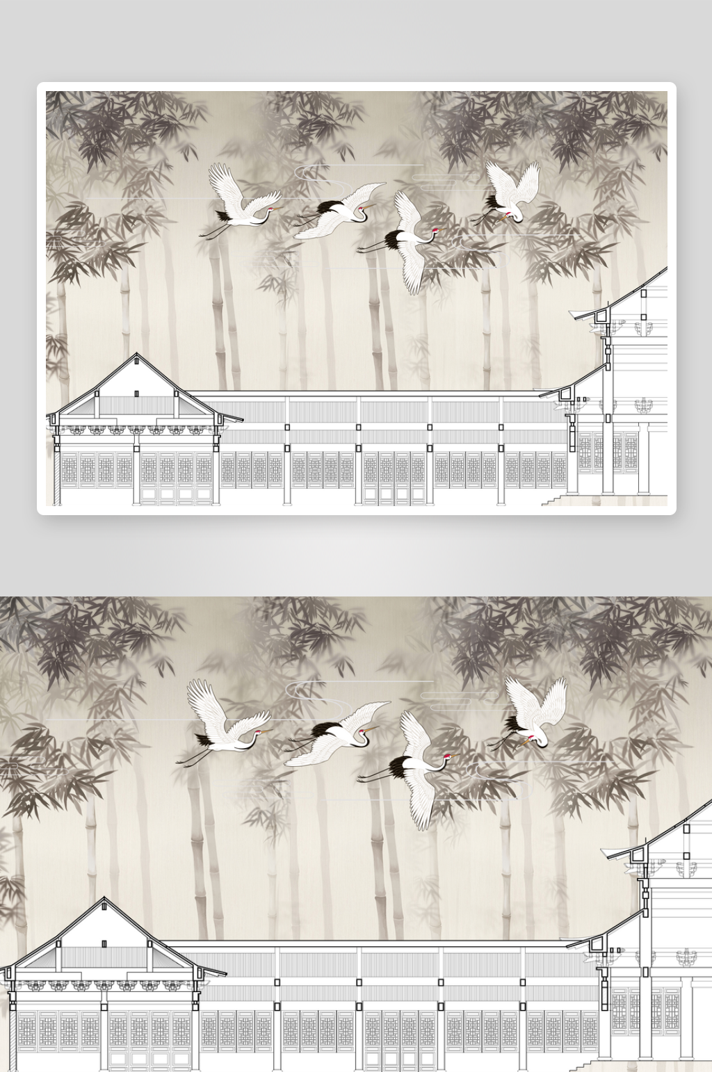 新中式竹林建筑装饰素材